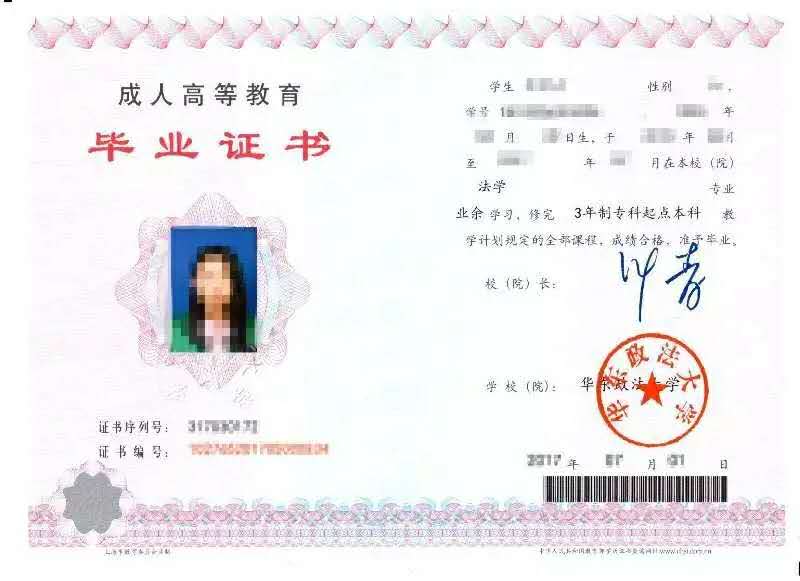 新疆成人高考畢業證書樣式